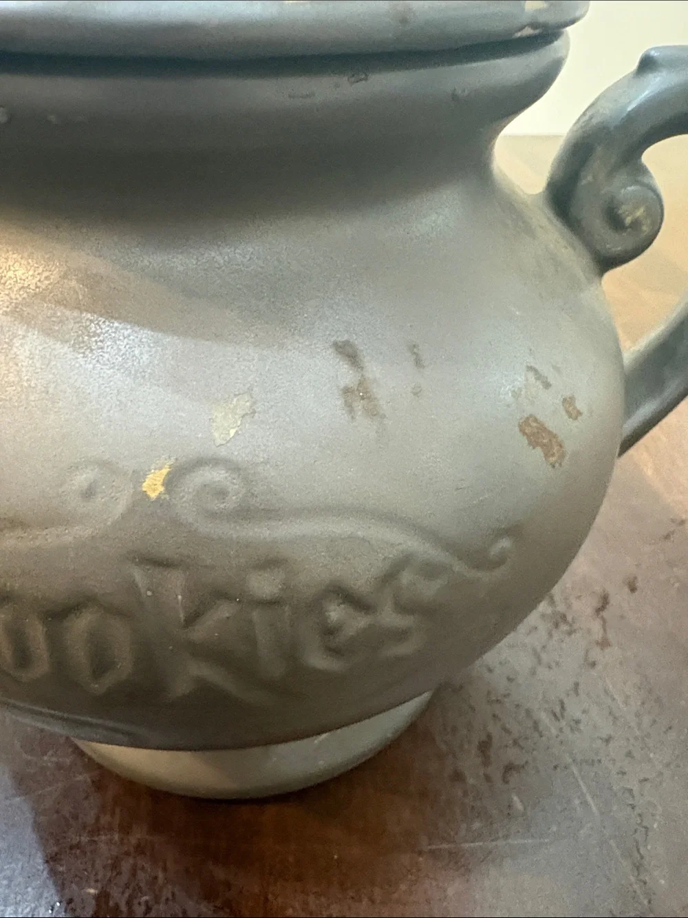 Vintage McCoy Pottery Teapot Cookie Jar Matte Grey Antique Bronze Kookie Kettle